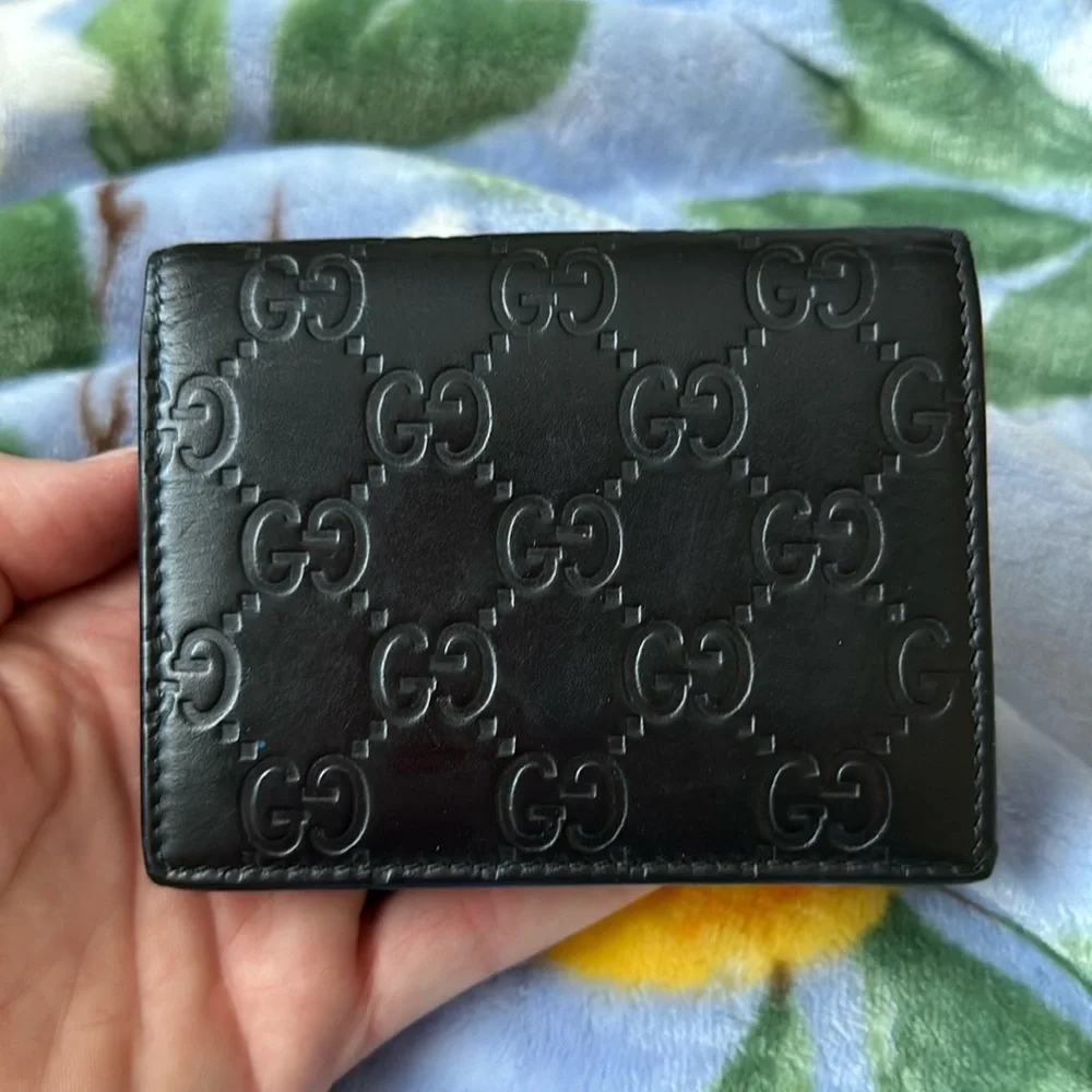 Gucci Black Embossed Leather Bi-Fold Wallet